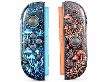 Custom Mushroom Nintendo Switch 2 Joy-Cons with TMR Drift-Resistant Joysticks, 1-Year Warranty