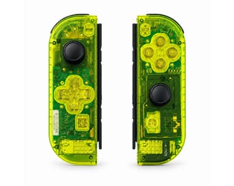 Custom Clear Lime Green D-Pad Joy Cons For Nintendo Switch 1 - TMR Hall Effect Joysticks