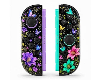 Custom Flower Nintendo Switch 2 Joy-Cons with TMR Drift-Resistant Joysticks, 1-Year Warranty