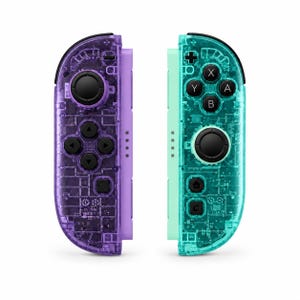 Individuell gestaltete, durchsichtige, lila-grüne Nintendo Switch 2 Joy-Cons mit TMR-Drift-resistenten Joysticks, 1 Jahr Garantie