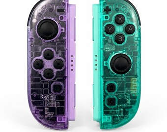 Custom Clear Purple Green Nintendo Switch 2 Joy-Cons with TMR Drift-Resistant Joysticks, 1-Year Warranty