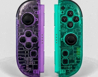 Custom Clear Purple Green Nintendo Switch 2 Joy-Cons with TMR Drift-Resistant Joysticks, 1-Year Warranty