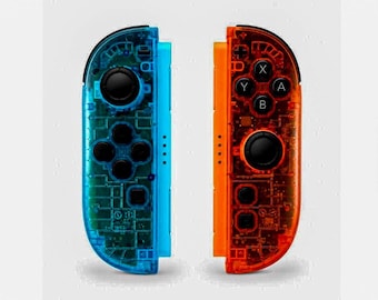Custom Clear Blue Orange Nintendo Switch 2 Joy-Cons with TMR Drift-Resistant Joysticks, 1-Year Warranty