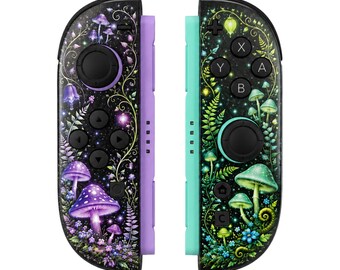 Custom Mystic Mushroom Forest Nintendo Switch 2 Joy-Cons with TMR Drift-Resistant Joysticks, 1-Year Warranty