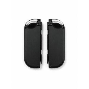 May include: A pair of black wireless game controllers featuring a smooth matte finish, rounded edges, and white shoulder buttons positioned at the top. Each controller has a vertical rectangular shape with visible circular buttons and ports.