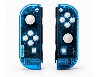 Custom Clear Blue Joy Cons voor Nintendo Switch 1 - Joysticks met TMR Hall-effect