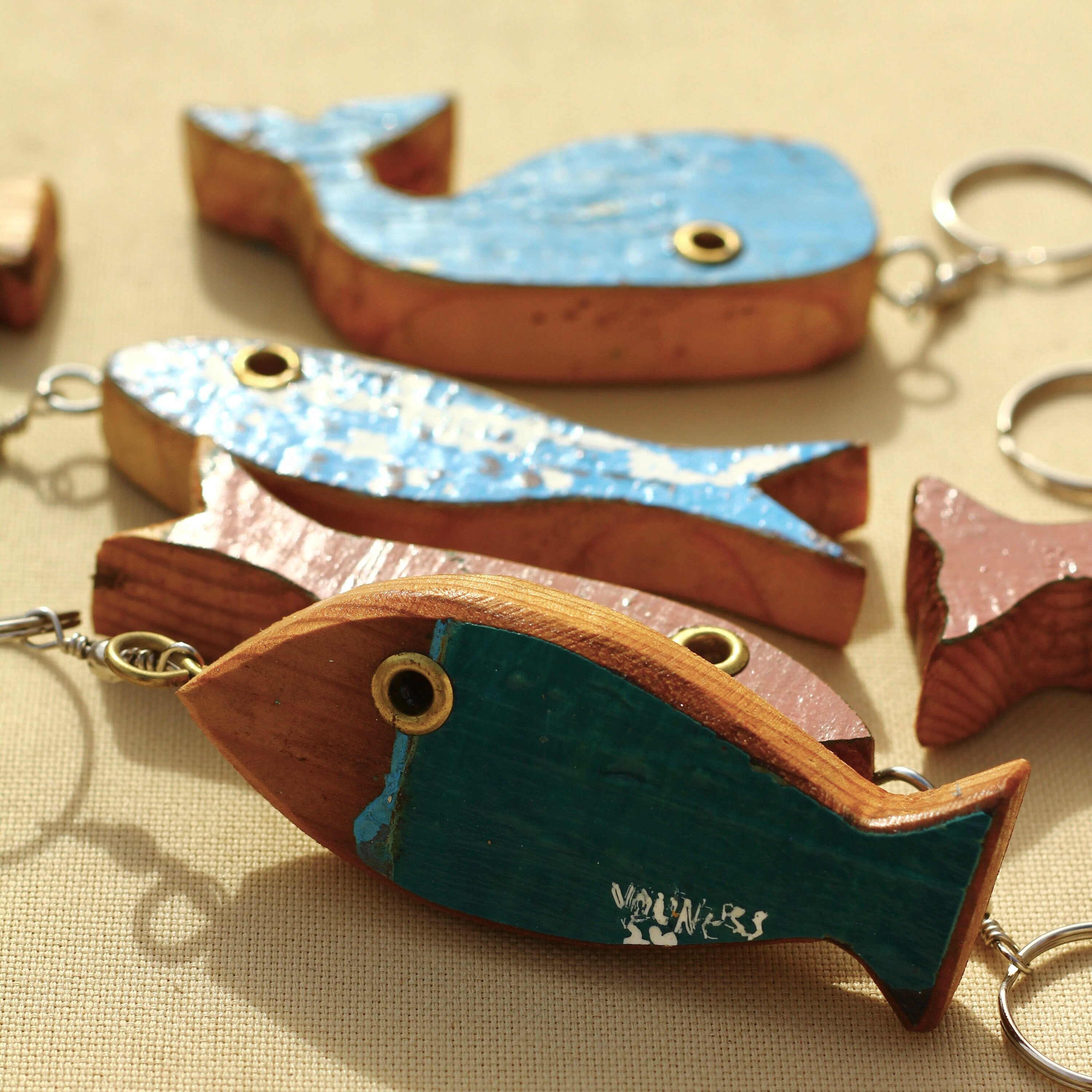 Fish Key Handcrafted Wooden Fish Key Holder: Upcycled Boat Wood With Metal ...