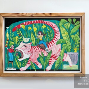 Tiger Art print, Jungle art print, Jungle animal art, painting of tiger, painting of jungle, fun jungle animal art, jungle animal art print