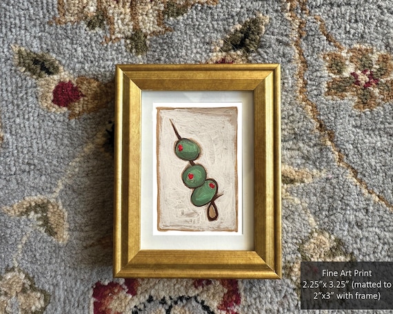 Olive Martini Art Print: Original Acrylic Painting (2.25" x 3.25")