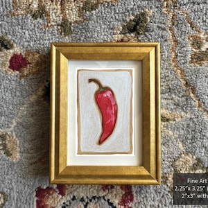 Chili Paprika Kunstdruck: Scharfes Essen Gemälde, Miniatur gerahmte Kunst