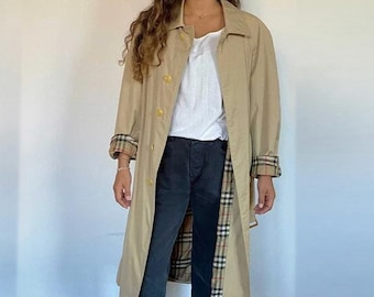 Burberry's Vintage Grey Belted 90s London Trench Long Coat