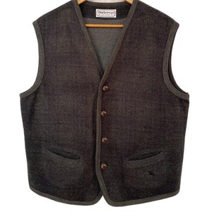 Burberry Vintage Green Vest, Unisex. Preppy Style Vest for