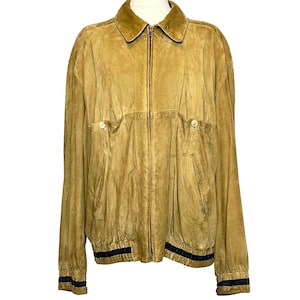 Loewe Vintage Brown Suede Jacket, Size L. Loewe Bomber Jacket for Women in Beige. Loewe Boho Chic Jacket. Loewe Jacket Gift for Her