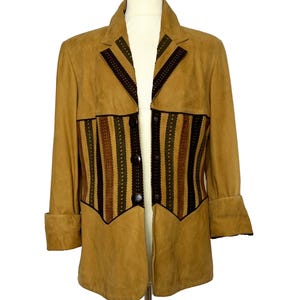 Loewe Vintage Brown Suede Boho Chic Blazer, Size M. Oversized Loewe Women&#39;s Jacket. Kendall Jenner Suede Jacket. Gift for Her.