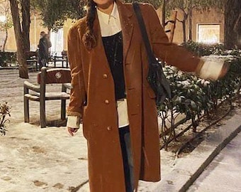 Casaco vintage oversized unissex de lã Yves Saint Laurent, tamanho XL. Casaco masculino vintage na cor marrom tabaco. Casaco para presente.