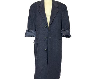 Vintage Yves Saint Laurent 100% Wool Grey Overcoat / 90's YSL Dark