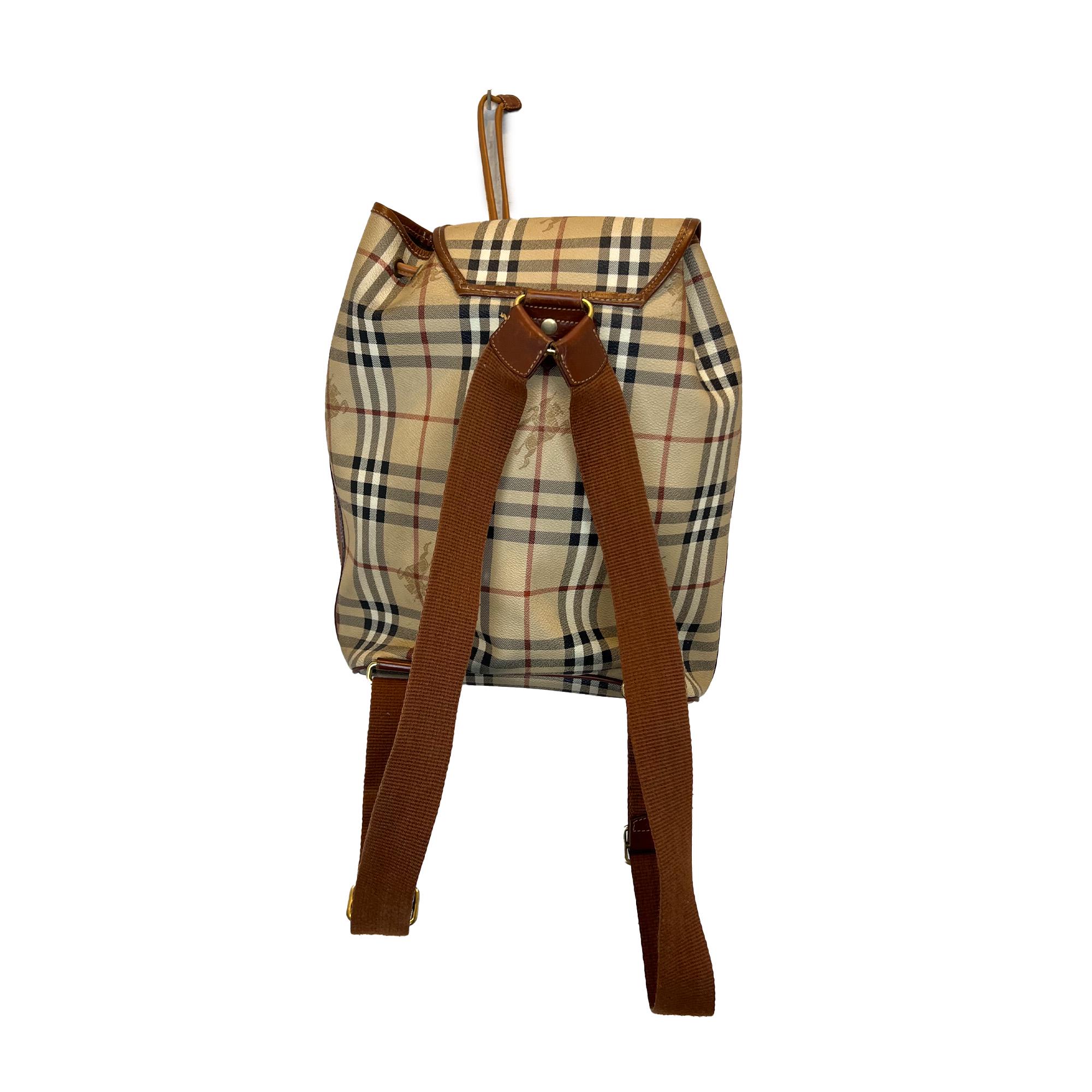 Vintage Burberry Backpack With Novacheck Leather Print. Burberry