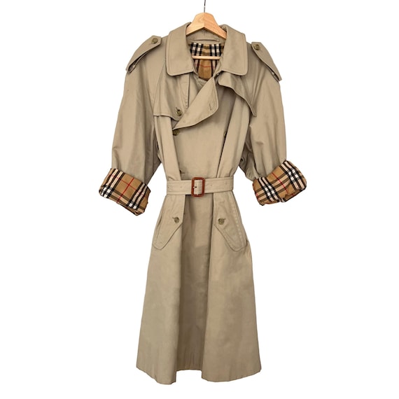 Unisex Vintage Khaki Burberry Trench Coat, Size XL. Oversized