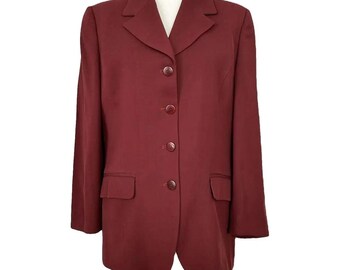 Blazer feminino vintage Burberry bordô, tamanho M. Blazer Burberry em viscose. Um presente perfeito para ela.