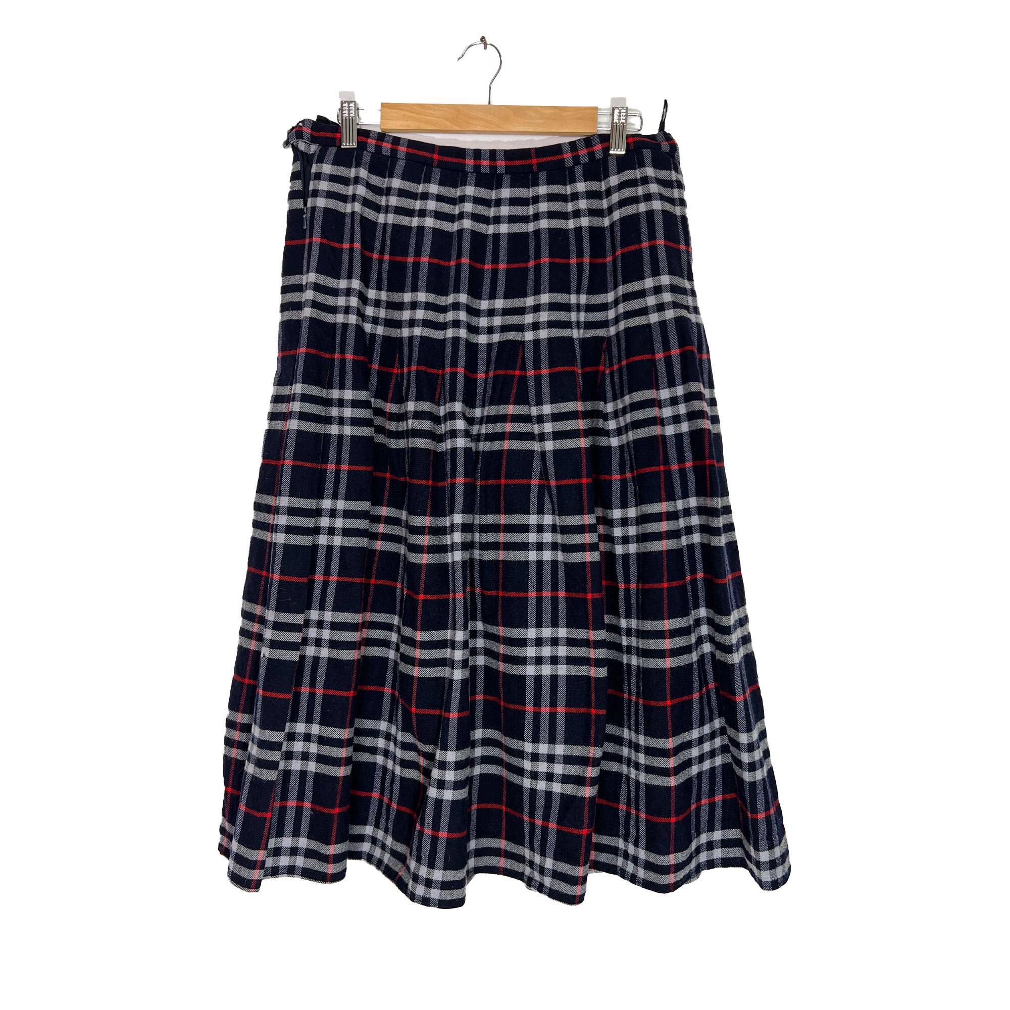 Vintage Burberry Plaid Midi Skirt. Burberry Novacheck Blue Wool Skirt. Blue Kilt. Size XL. Burberry Skirt Gift for Her Etsy UK