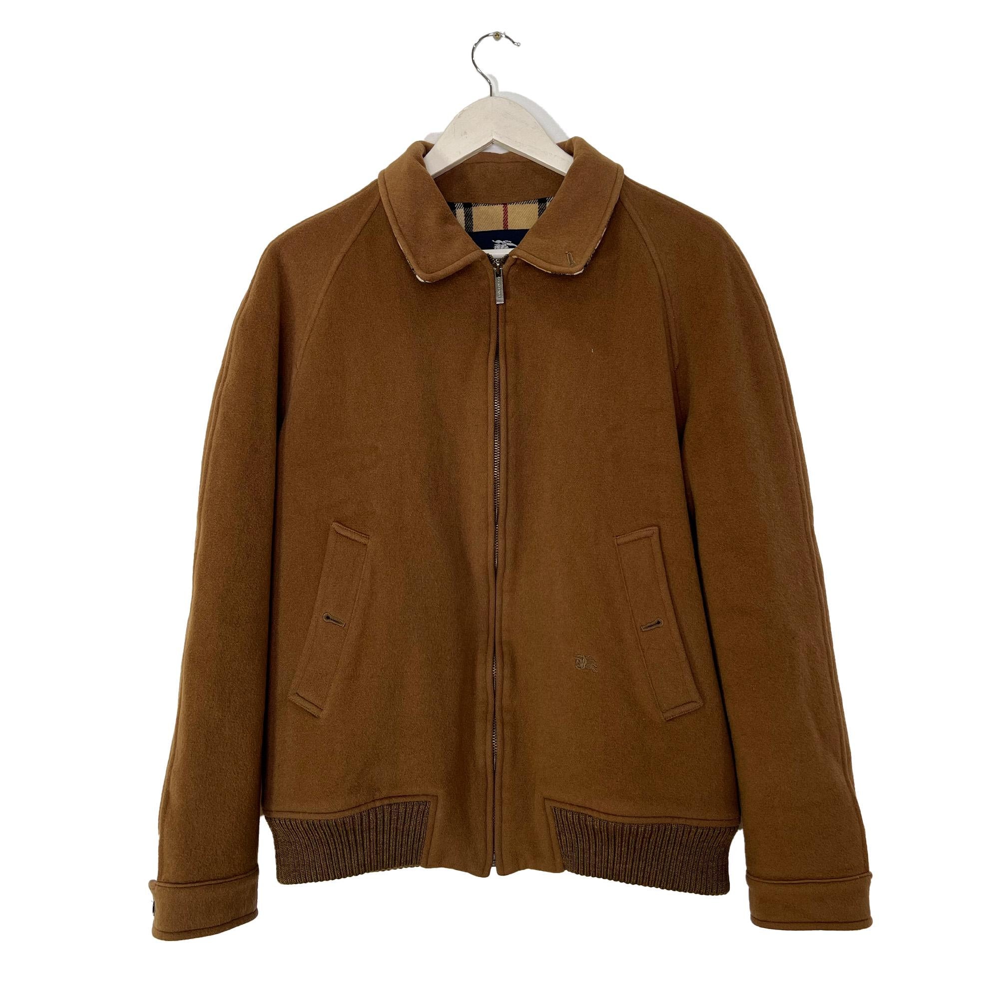 Burberry Vintage Tobacco Brown Wool Harrington Jacket. Men's Wool