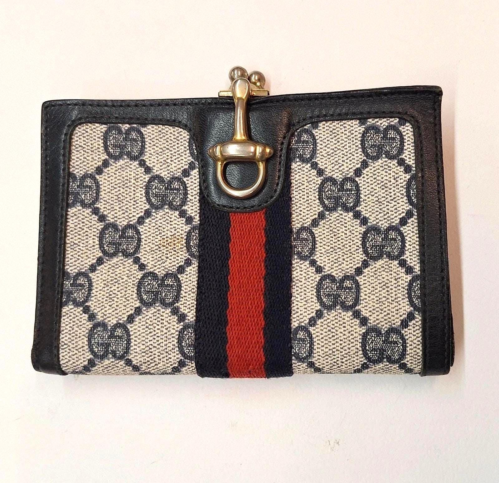Vintage Gucci Wallet Navy - Etsy