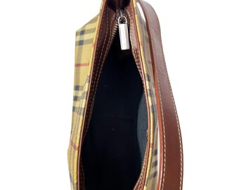 Vintage Burberry Shoulder Bag With Leather Novacheck Print