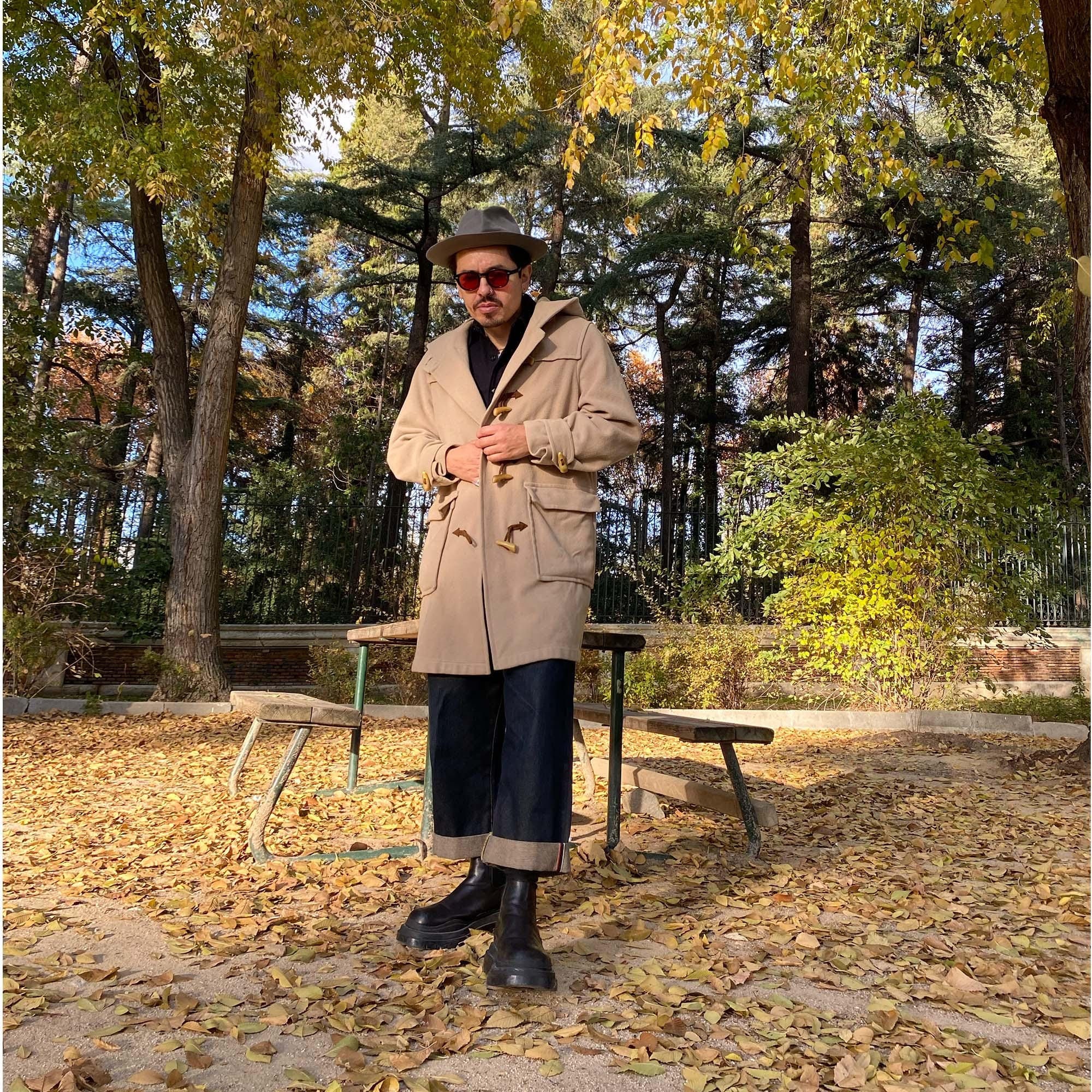 Burberry Vintage Camel Beige Wool Hooded Duffle Coat, Burberry Y2K