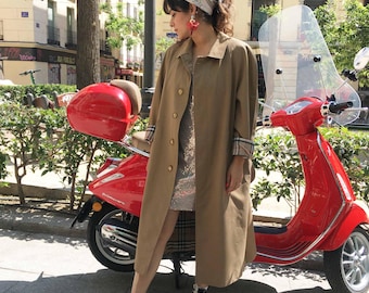 Trench coat Burberry vintage oversized unisex. Gabardina vintage beige, talla L. Burberry regalos para ella, Burberry regalos para él.