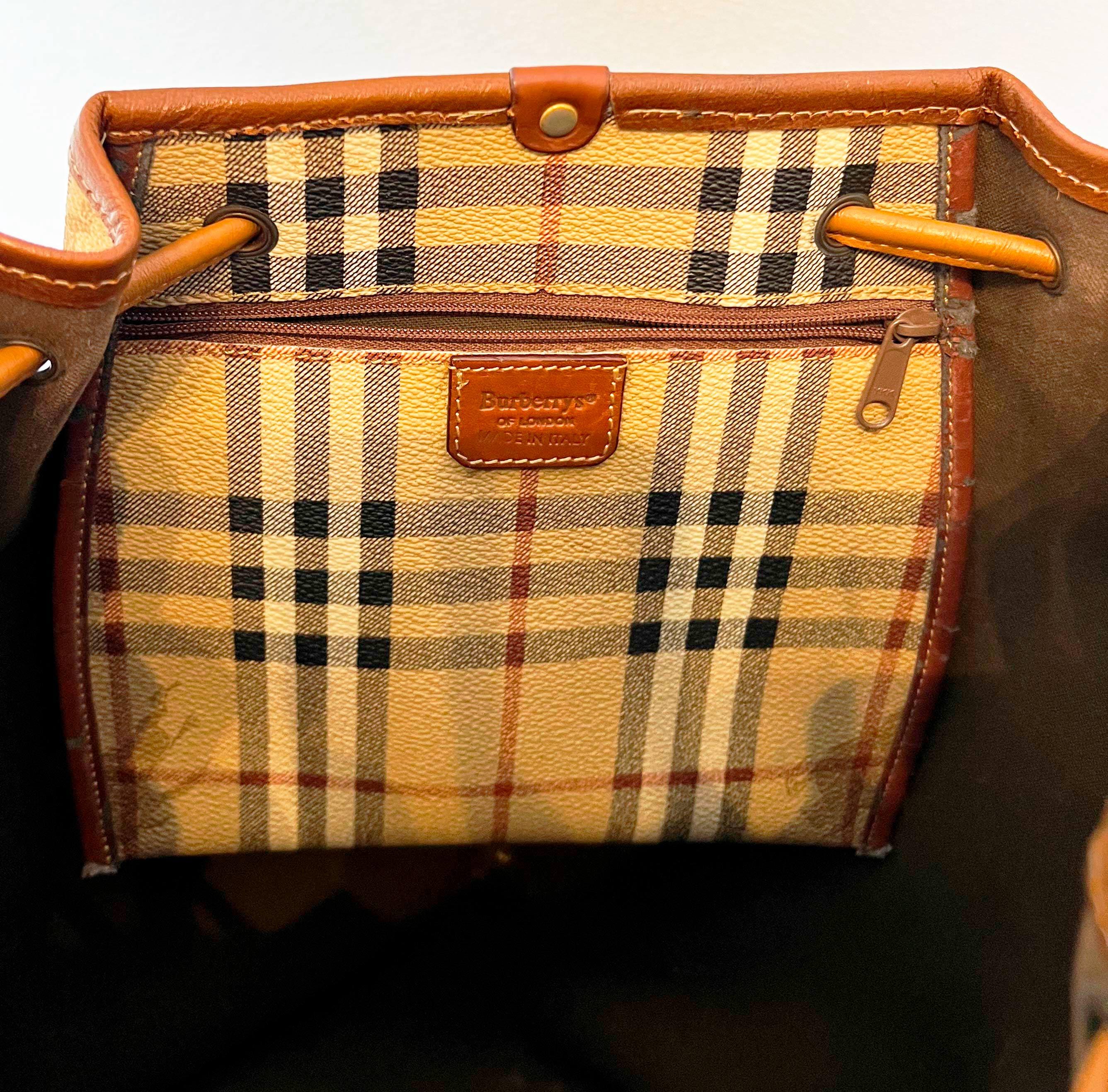 Vintage Burberry Backpack With Novacheck Leather Print. Burberry