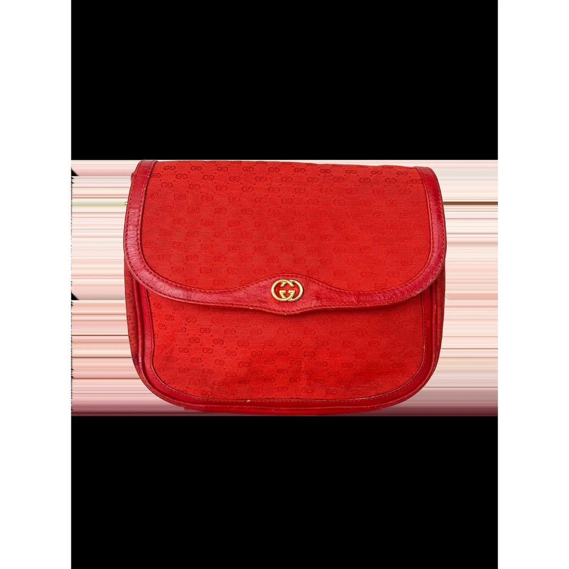 Auténtico bolso Gucci de piel y lona vintage rojo. Bandolera Gucci vintage de lujo con asa larga. Bolso Gucci regalo para ella., Foto 2 von 5