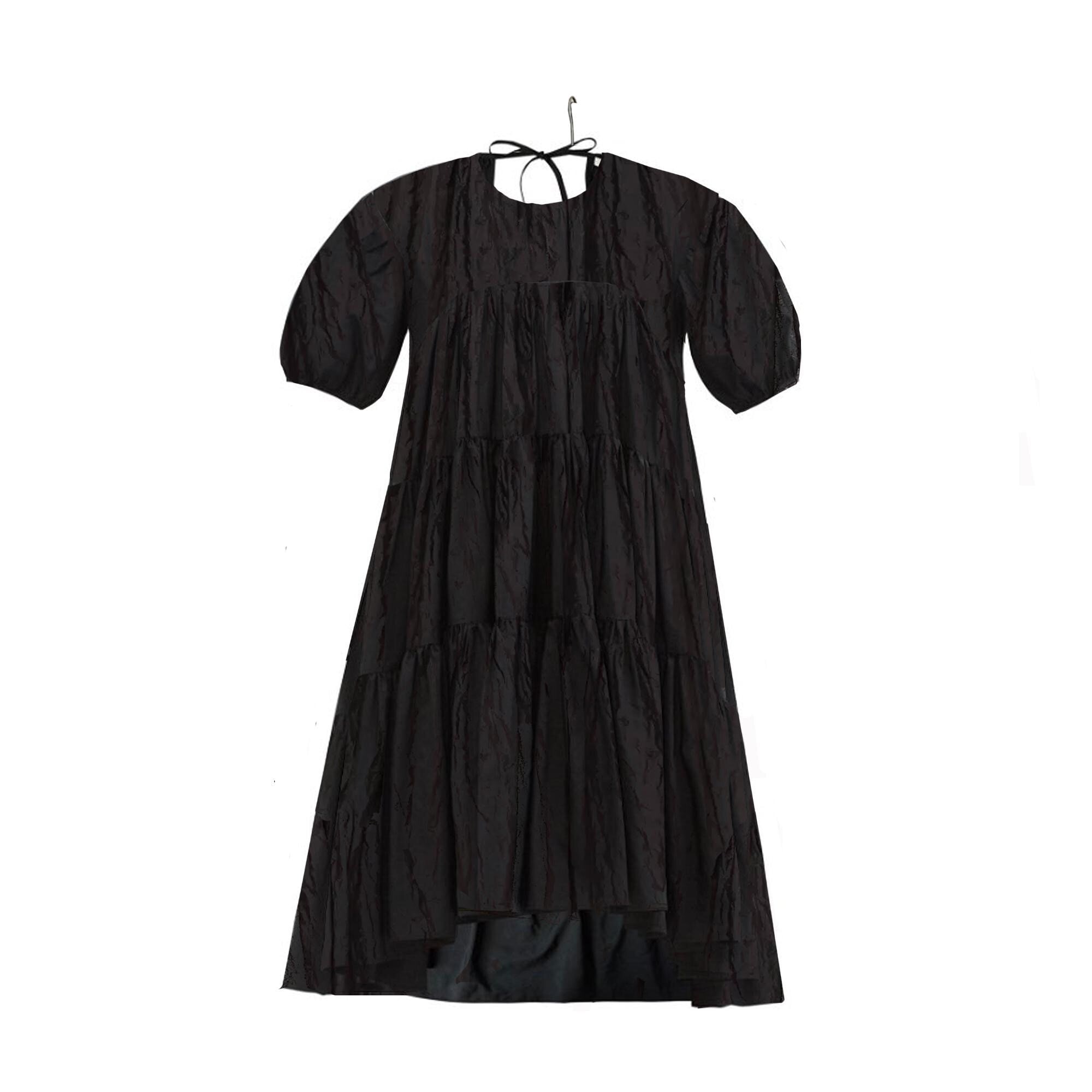 chinese dress ladies Zara Cream Black Polka Dot V-neck Ruffle Layered Smocked Chiffon Mini – Brie main image 0