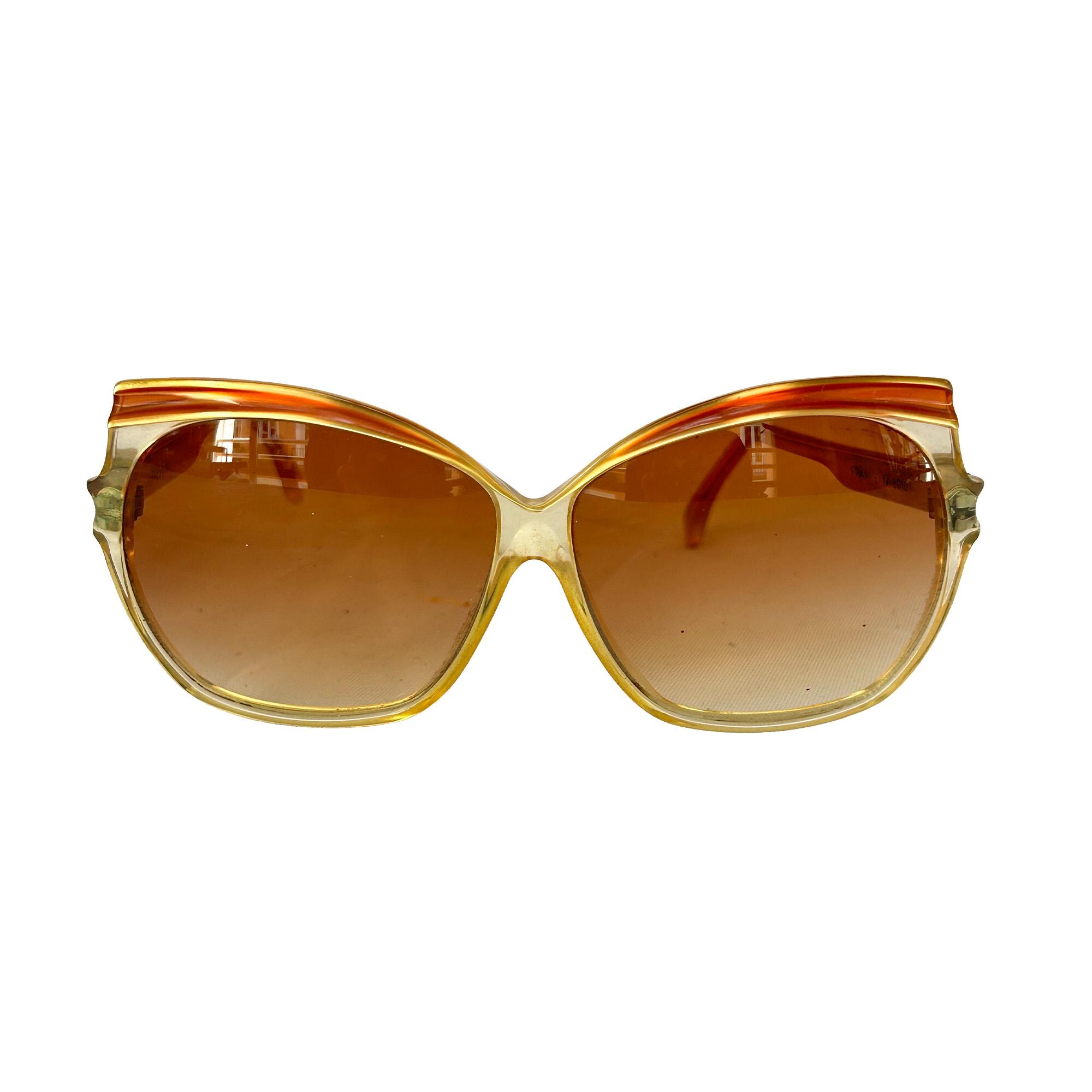 Yves Saint Laurent Oversized Gold & Red Gradient 80s Vintage Sunglasses w/ Case Yves Saint Laurent 80s vintage sunglasses - 7771 XL YSL  main image 3