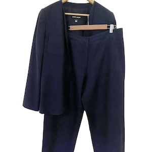Giorgio Armani Vintage Navy Blue Women&#39;s Suit, Size L. Giorgio Armani Jacket and Trousers Set. Armani Gift Set for Her.
