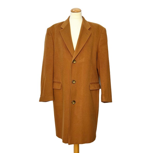 Abrigo Yves Saint Laurent vintage oversize de lana unisex, talla M. Abrigo vintage para hombre color marrón tabaco. Abrigo regalo para él.