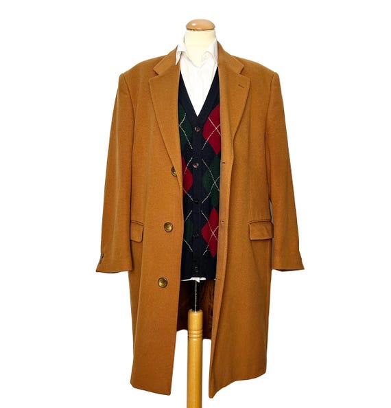 Abrigo Yves Saint Laurent vintage oversize de lana unisex, talla M. Abrigo vintage para hombre color marrón tabaco. Abrigo regalo para él.