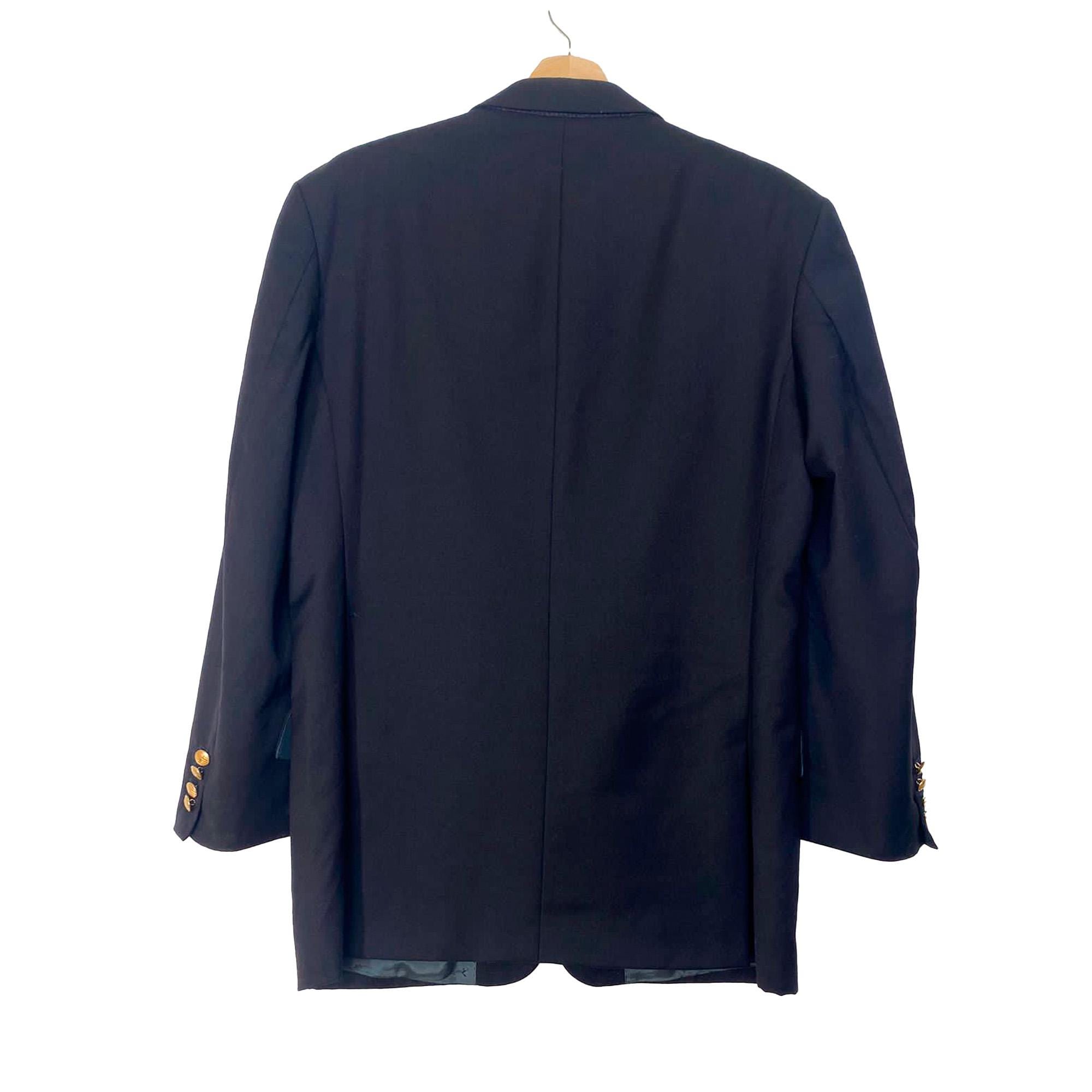 【関税&送料込】Saint Laurent Dark Blue Wool Blazer SAINT LAURENT Dark Blue Wool Blazer | italist | REVERSIBLE