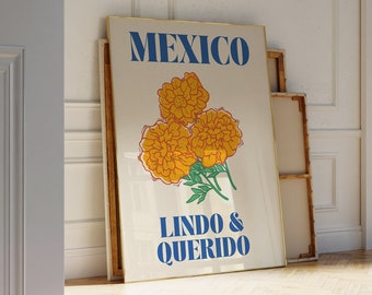 Mexican Wall Art Print for Floral Wall Decor, Digital Download