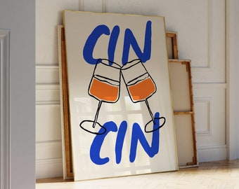 Cin Cin Bar Cart Impresiones de arte para decoración de paredes y dormitorios de cocina, descarga digital