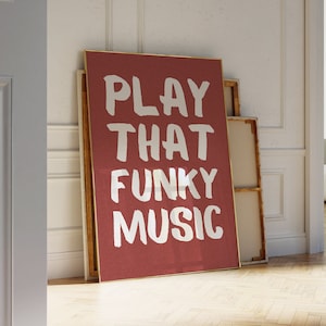 Play That Funky Music Retro-Wandkunstdruck für trendige Wanddekoration, digitaler Download