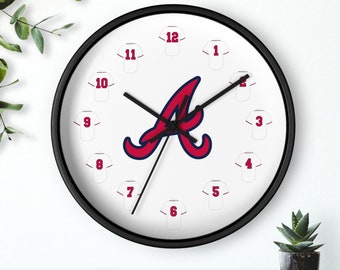 Horloge murale en jersey de baseball des Braves d'Atlanta