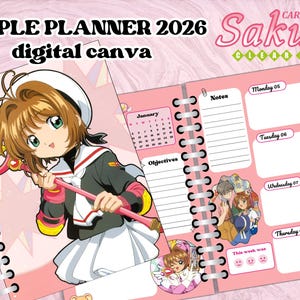 digital Simple Planner 2026 Cardcaptor Sakura - English - canva