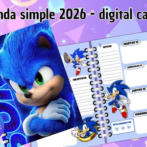 digital Agenda simple 2026 de sonny - erizo azul - shadow digital en CANVA