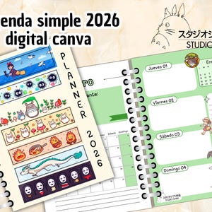 digital Simple Ghibli Agenda 2026 - Spanish - digital - ponyo mononoke howl's chihiro castle image 1
