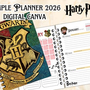 digital Simple Planner 2026 Harry P. - canva - English - Wizard - School of Magic - digital