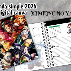 digital Agenda de Anime Kimetsu no yaiba 2026 - editable en canva - Planner - español digital