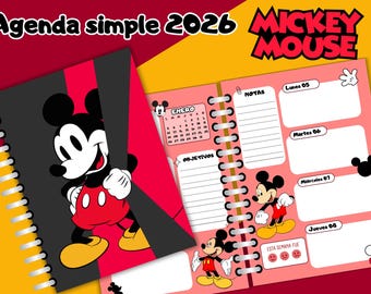 Simple 2026 Mickey Mouse and Friends Planner - Editable in Canva - Spanish