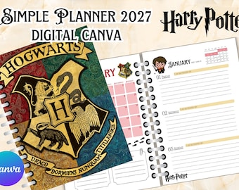 デジタルシンプルプランナー2027 ハリー・P. - Canva - 英語 - 魔法使い - 魔法学校 - デジタル