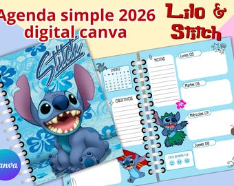 Stit's simple 2026 digital planner - editable in Canva - diary - planner (Spanish digital)