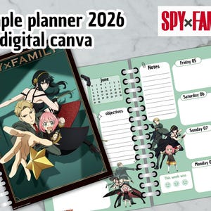 digital Simple planner Spy x family 2026 - English - spyxfamily - anya - loid forger - yor - bond digital